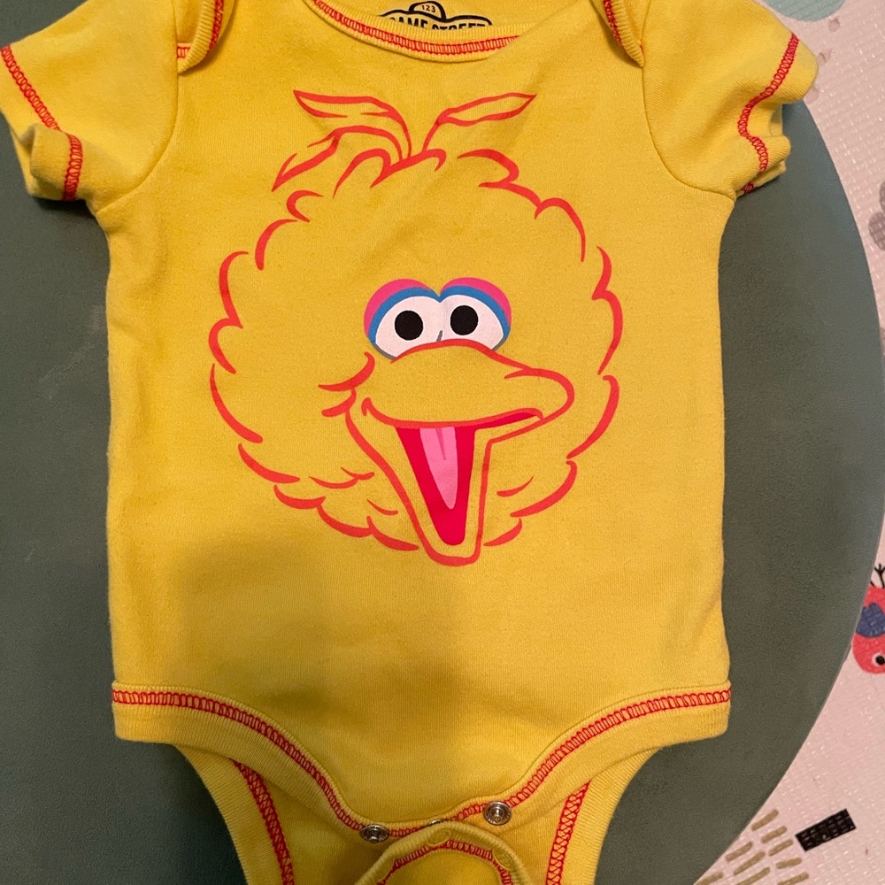 Sesame Street Oscar and Big Bird Bodysuits - Green and Yellow - Picture 2 of 5